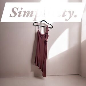 Windsor Chocolate Brown Asymmetrical Ruffle Cocktail Dress